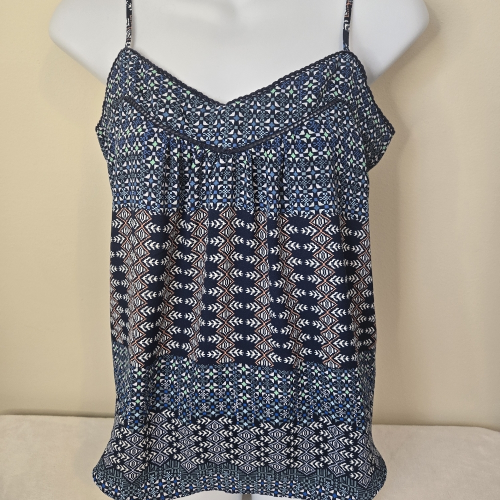 Jessica Simpson Navy and White Patterned Camisole